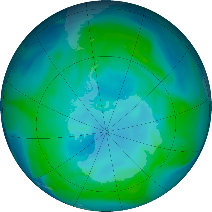 Antarctic ozone map for 17 January 2005